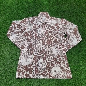 Vintage 70s Alexander's Dagger Collar Disco Shirt Medium 22x29 Leopard Cheetah